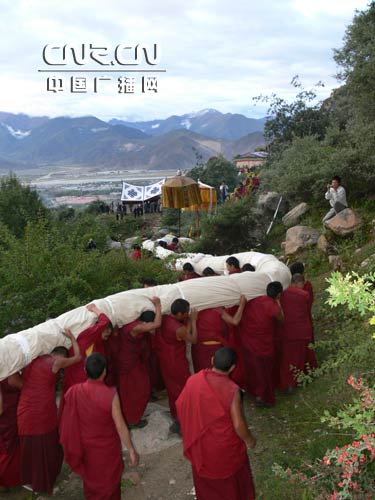 雪顿节展佛仪式哲蚌寺隆重举行